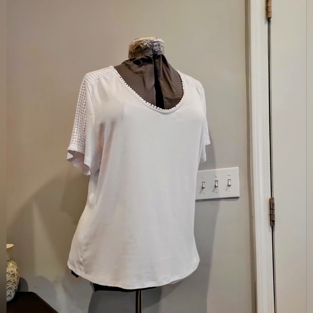 NWT 2X Rafaella White 100% Cotton Knit Top - Picture 7 of 13